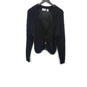 Vintage Black Cable Knit Cardigan Sweater Size S